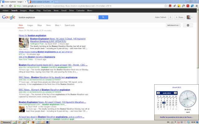 Google search result for boston explosion